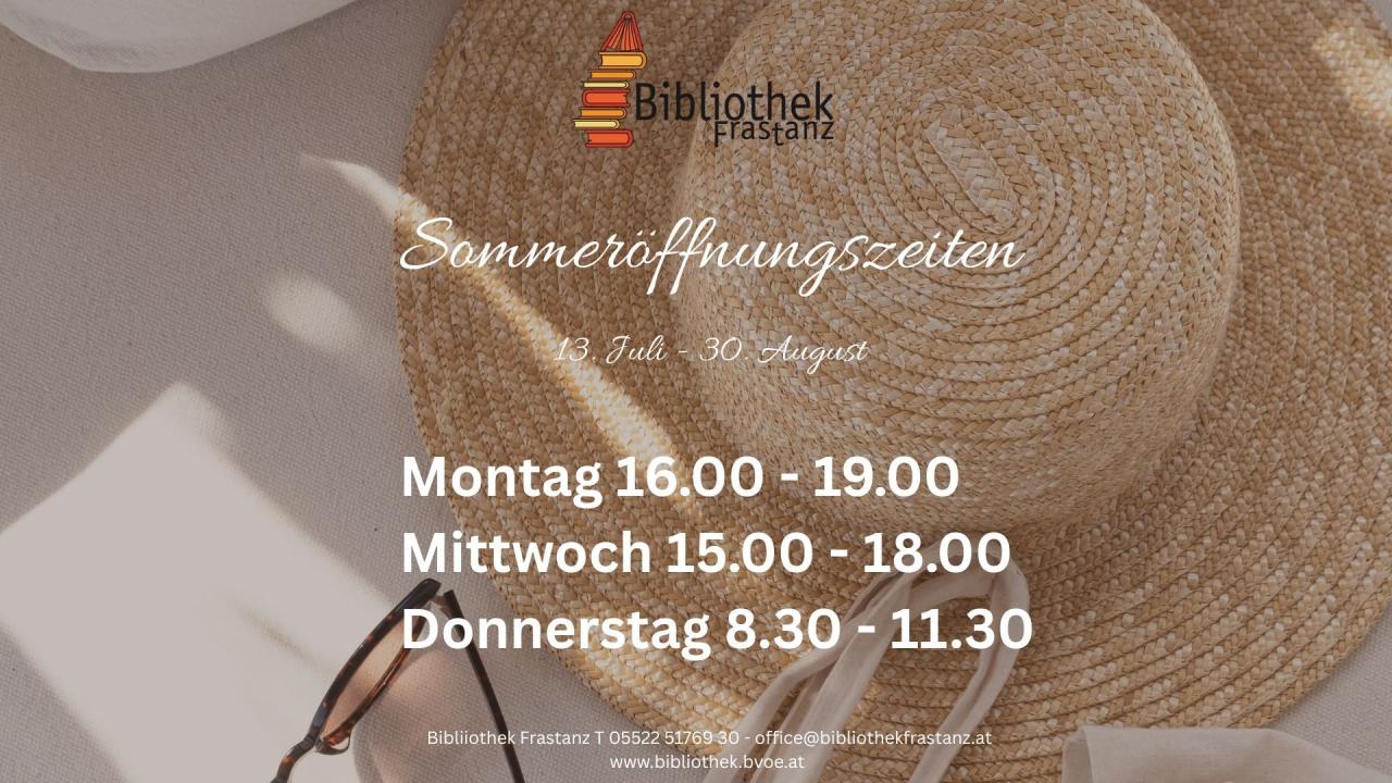 Sommeröffnungszeiten 2026