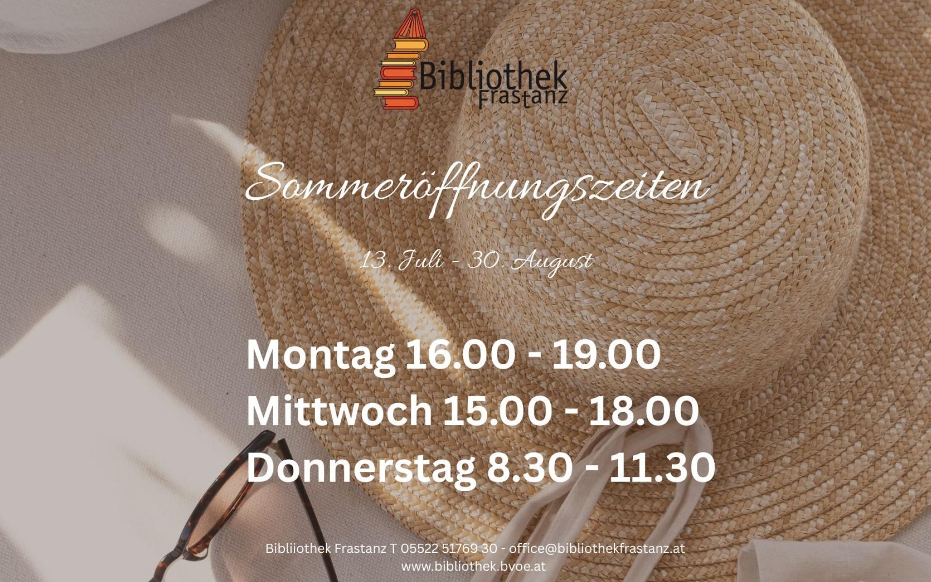 Sommeröffnungszeiten 2026