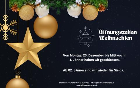 Öffnungszeiten Weihnachten 2024